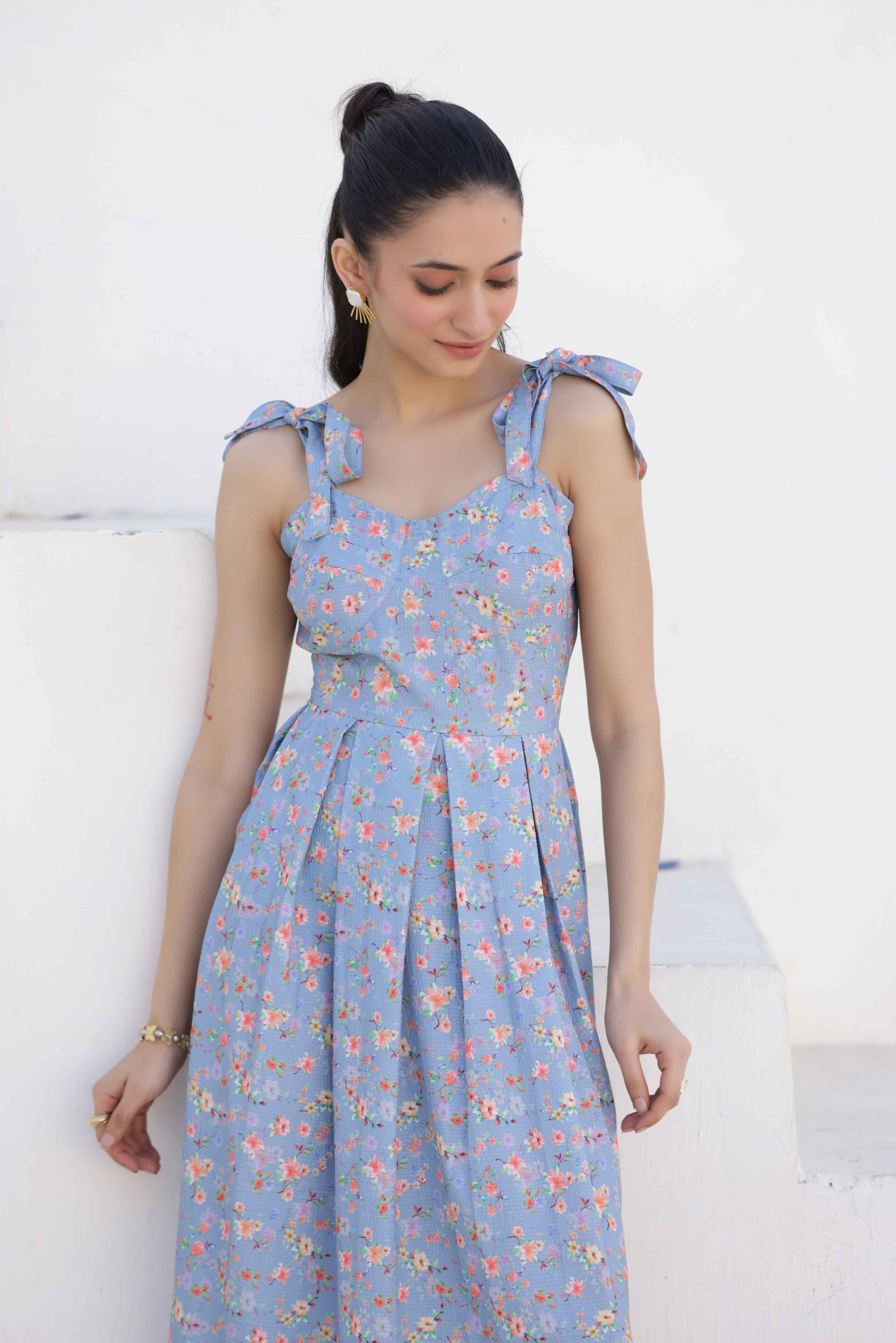 knee length dresses for ladies MOANA MIDI DRESS – TasyaIndia