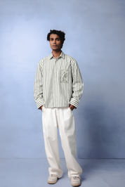 OLIVIA OLIVE GREEN STRIPE CO-ORD MEN