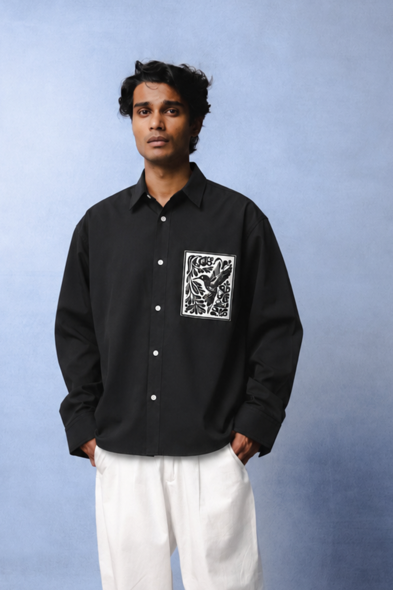KIN BLACK DYED SHIRT MEN