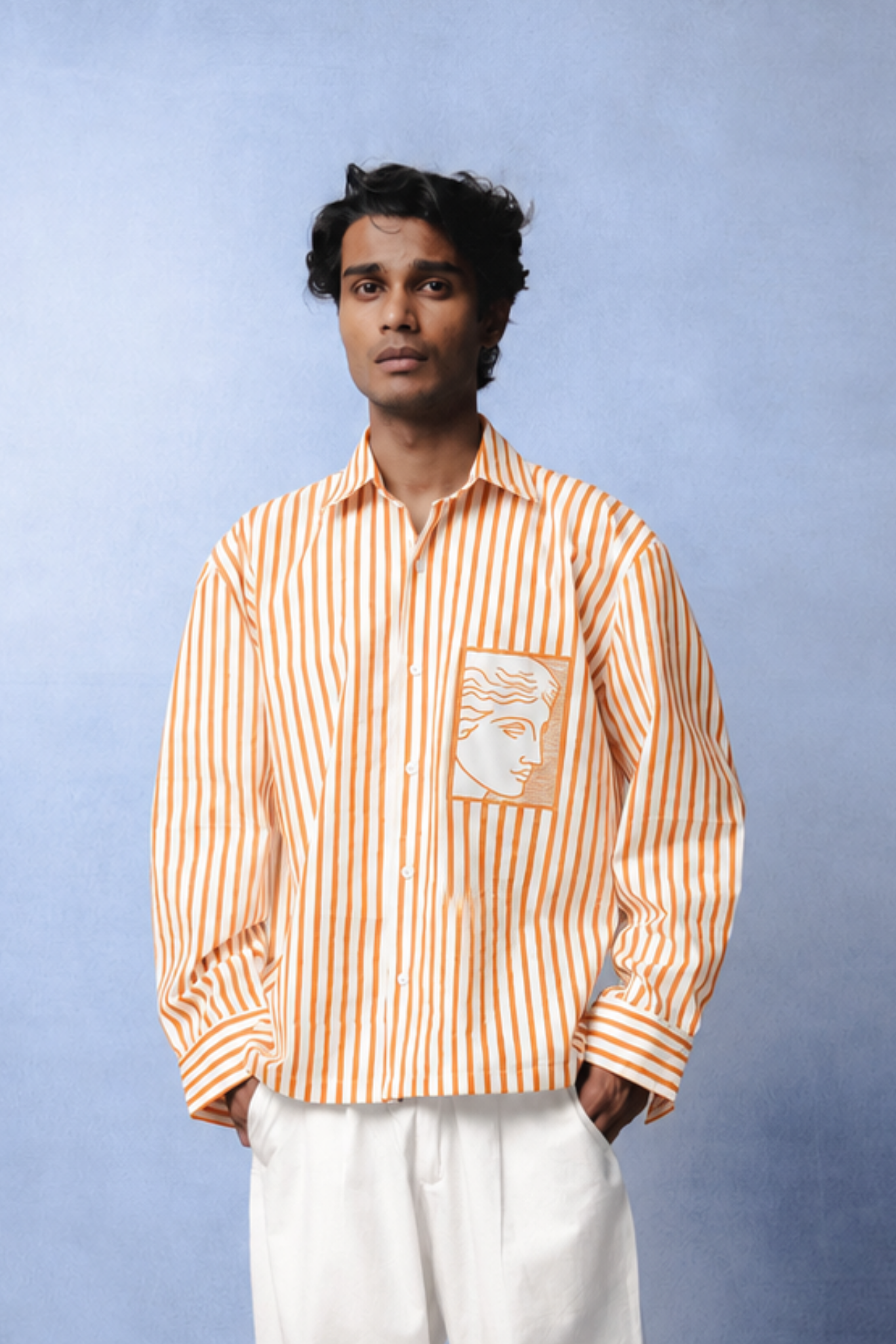 TIFFANY ORANGE STRIPE SHIRT MEN
