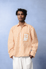 TIFFANY ORANGE STRIPE SHIRT MEN