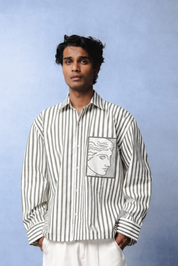 TIFFANY OLIVE GREEN STRIPE SHIRT MEN