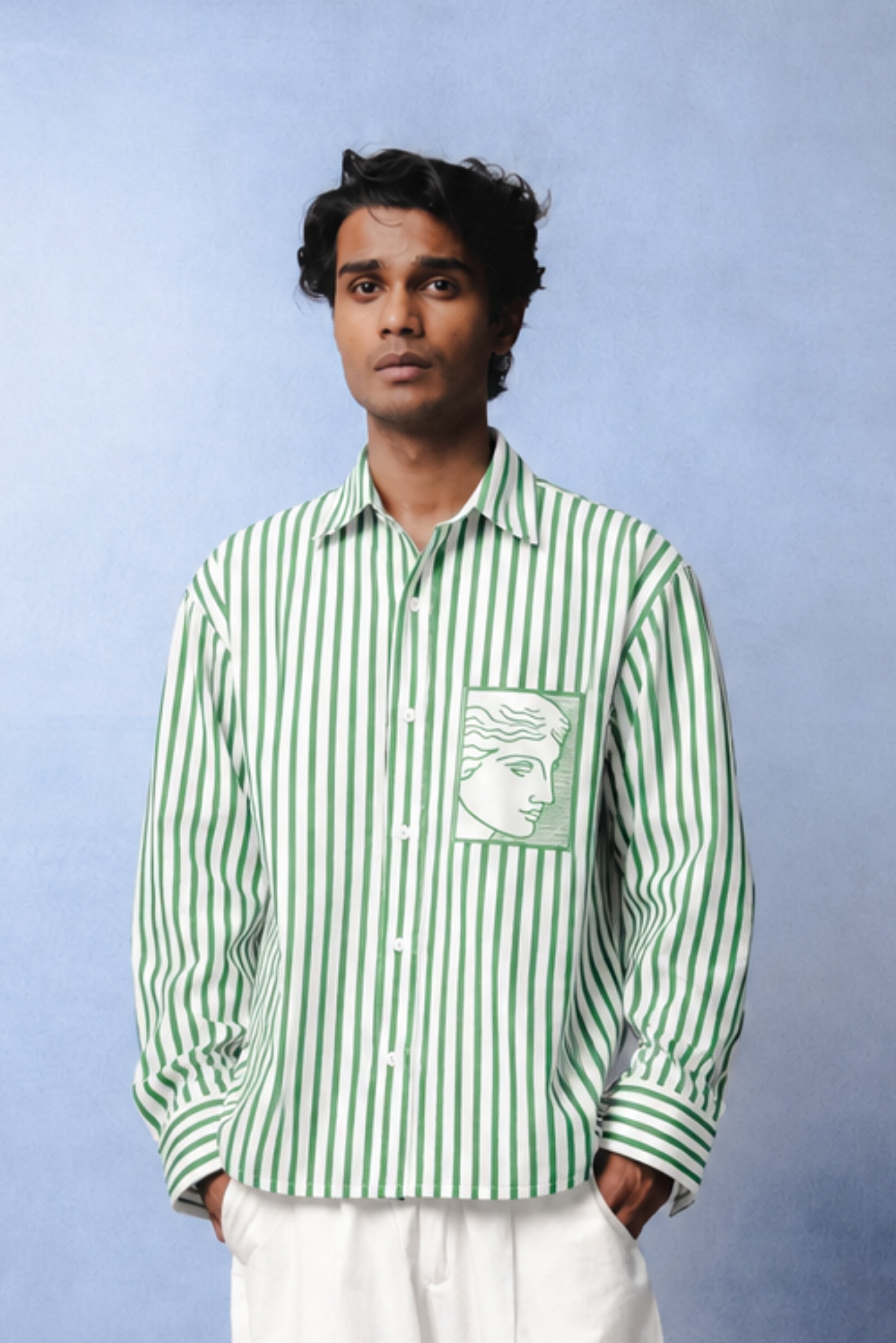 TIFFANY GREEN STRIPE SHIRT MEN