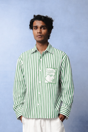 TIFFANY GREEN STRIPE SHIRT MEN