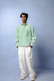 OLIVIA GREEN STRIPE SHIRT MEN