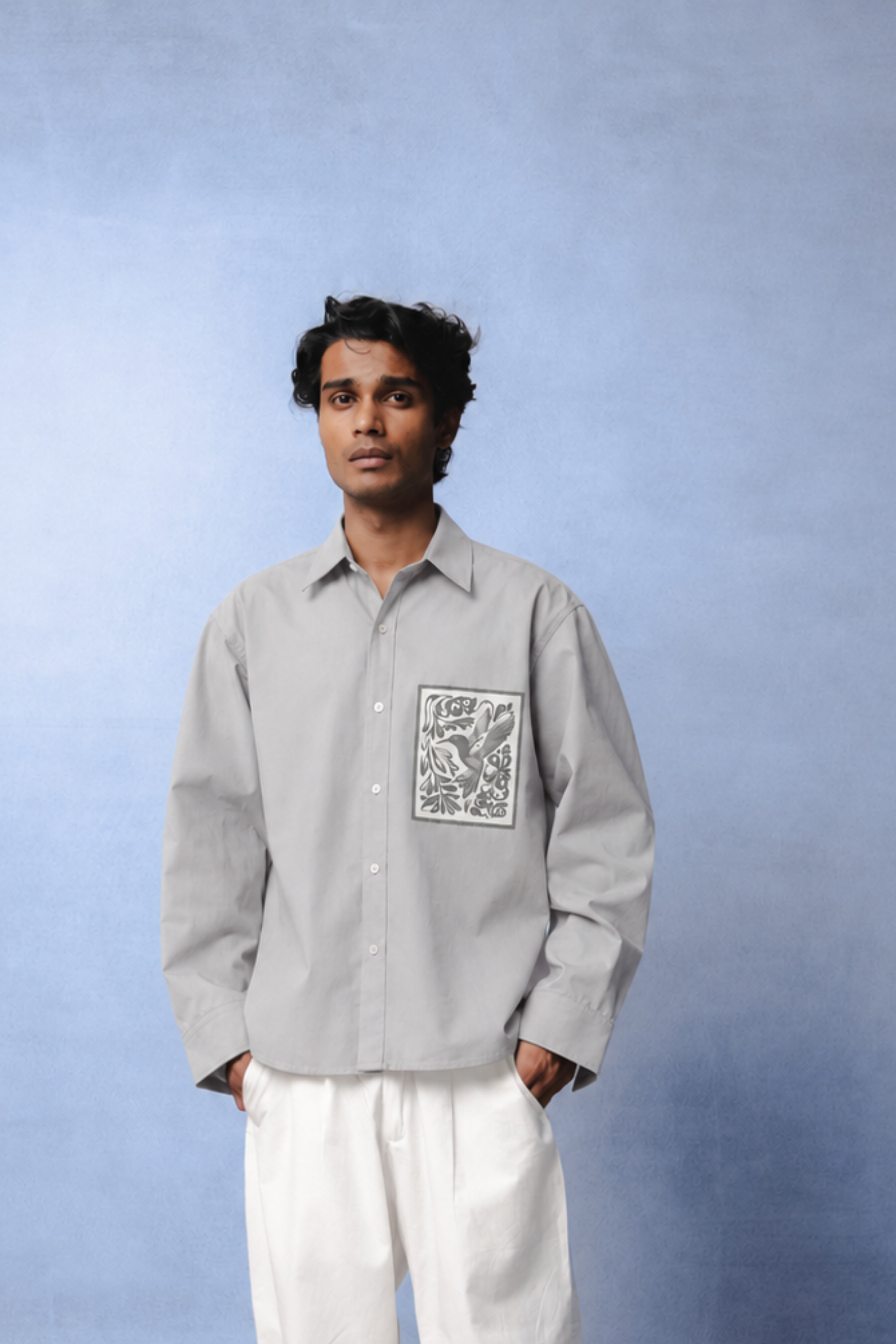 KIN GREY DYED SHIRT MEN