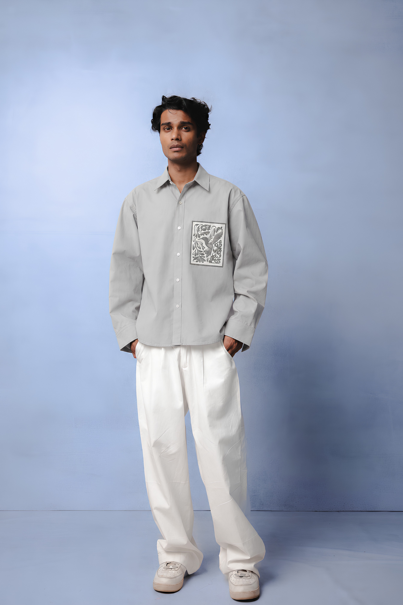 KIN GREY DYED SHIRT MEN