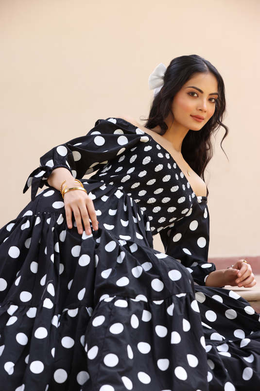 Polka Dot Printed Maxi Dress