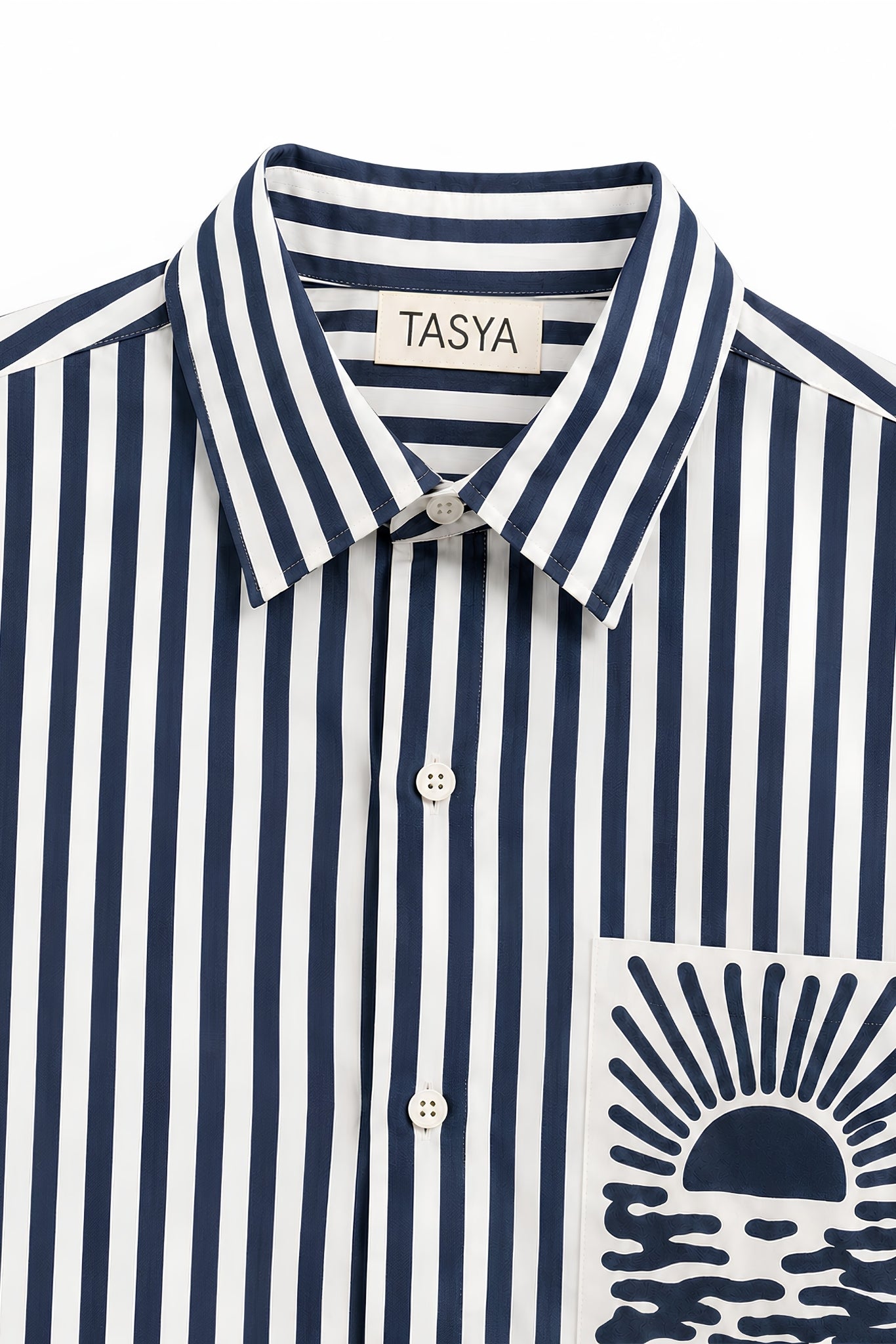 ORNELA NAVY BLUE STRIPE SHIRT WOMEN