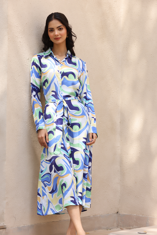 Abstract Print Midi Dress