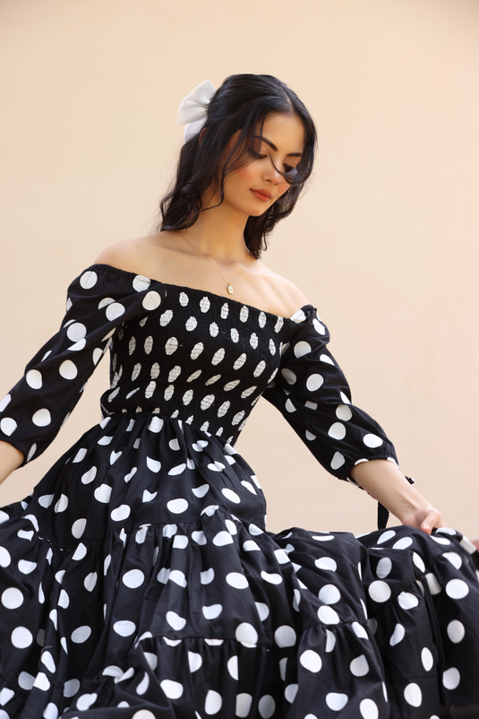 Polka Dot Printed Maxi Dress