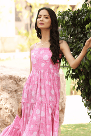 Carla Strappy Midi Dress - Pink