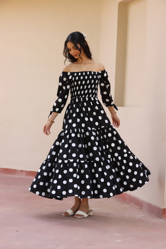 Polka Dot Printed Maxi Dress