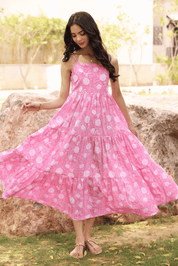 Carla Strappy Midi Dress - Pink