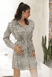 Green Checkered Ruffle Dress