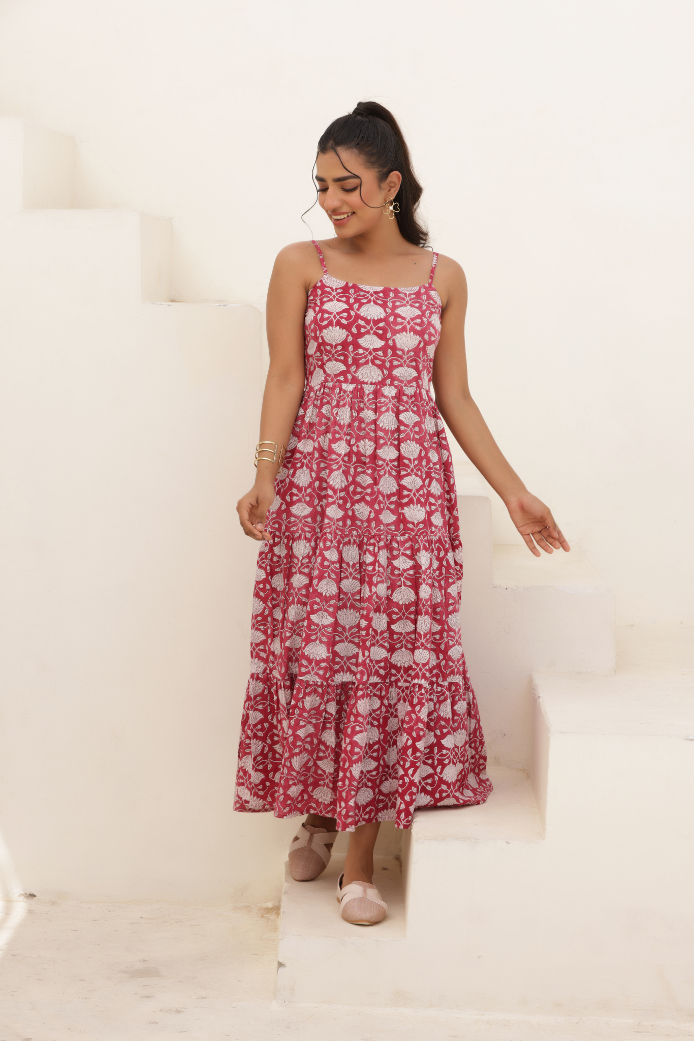 Roseate Strappy Midi Dress