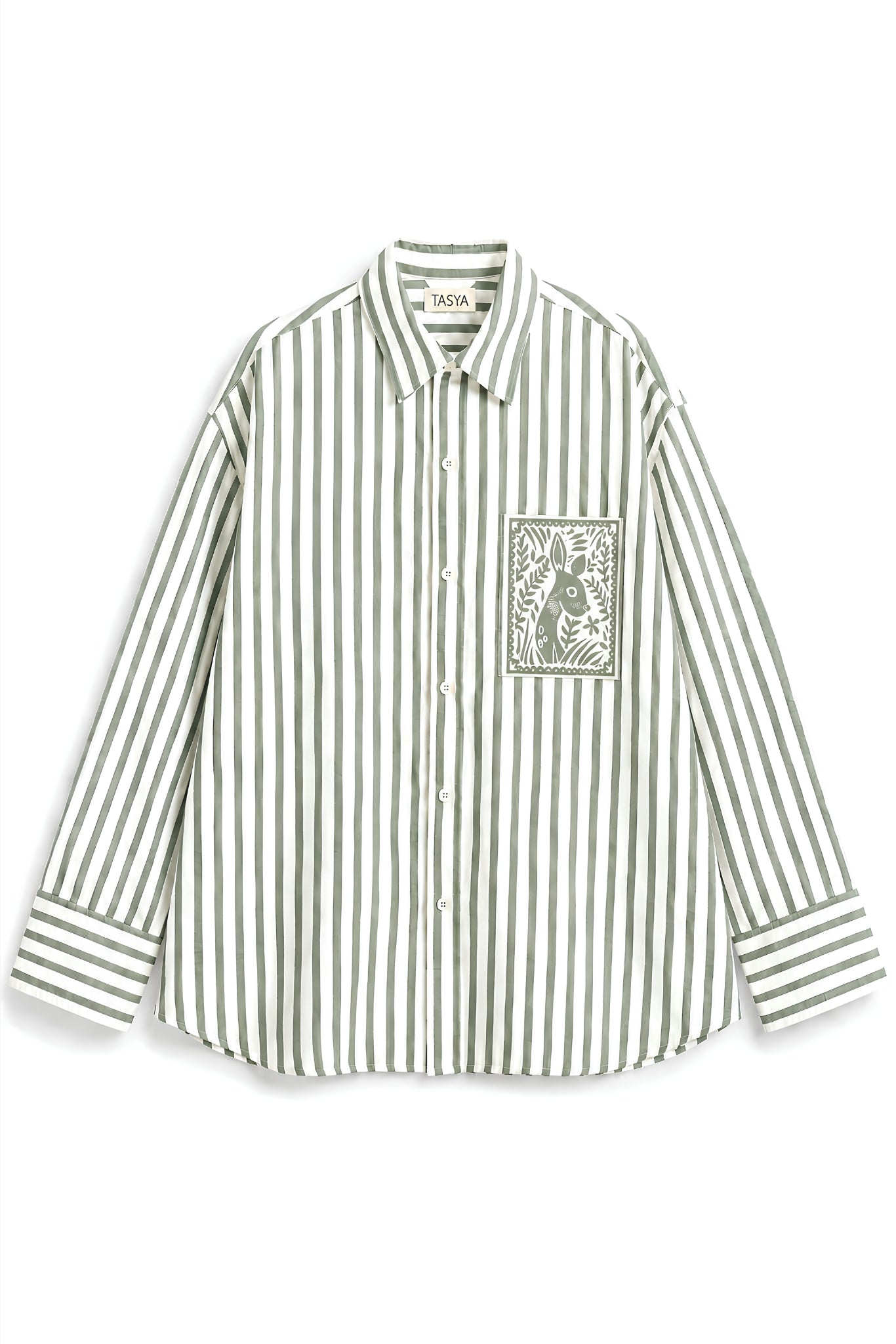 OLIVIA OLIVE GREEN STRIPE SHIRT MEN