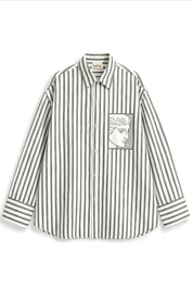 TIFFANY OLIVE GREEN STRIPE SHIRT MEN