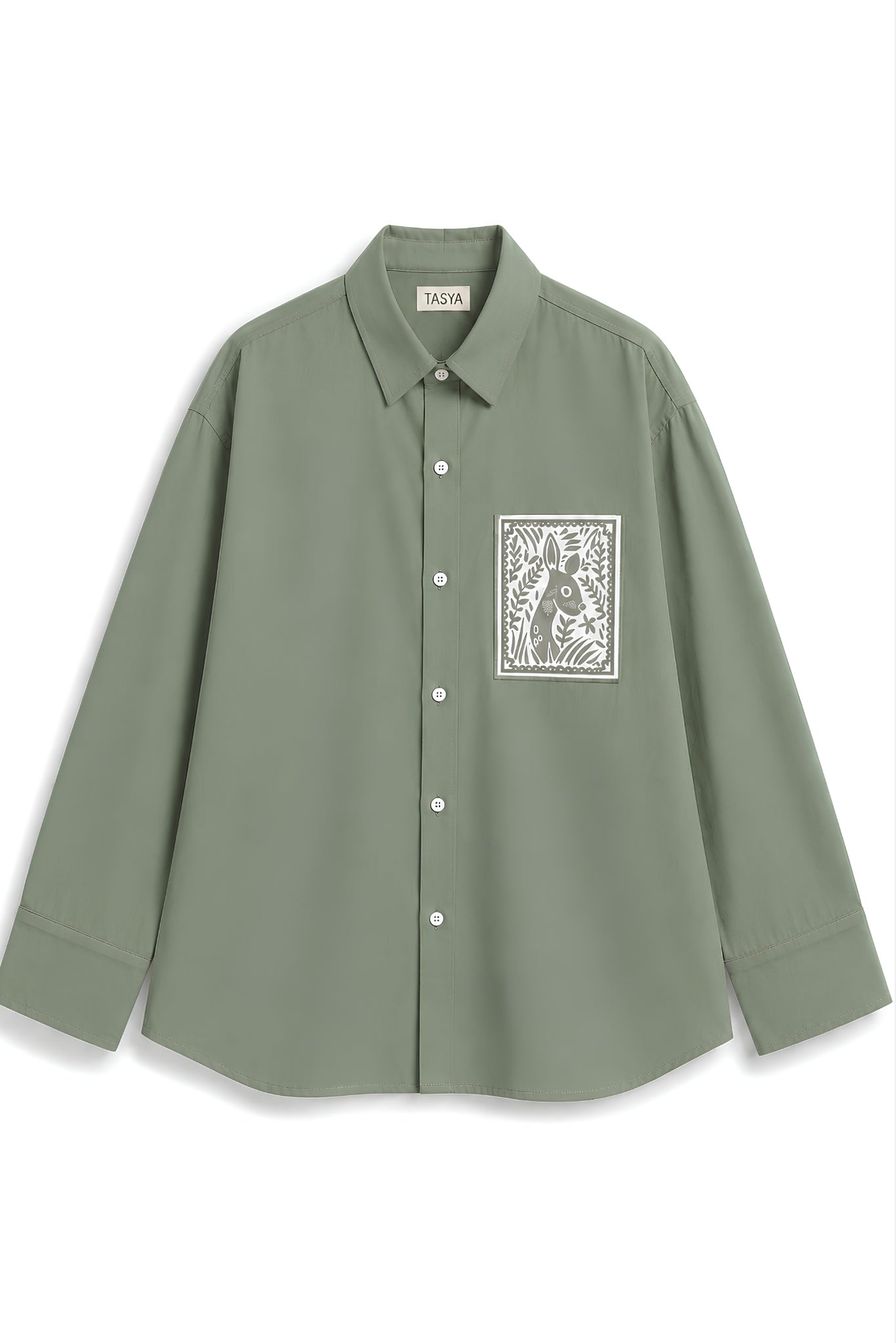 OLIVIA OLIVE GREEN DYED SHIRT WOMEN