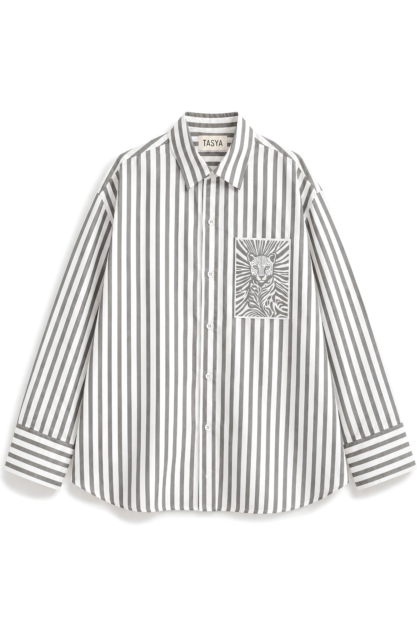 MARGO GREY STRIPE SHIRT WOMEN