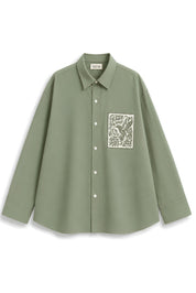 KIN OLIVE GREEN DYED SHIRT MEN