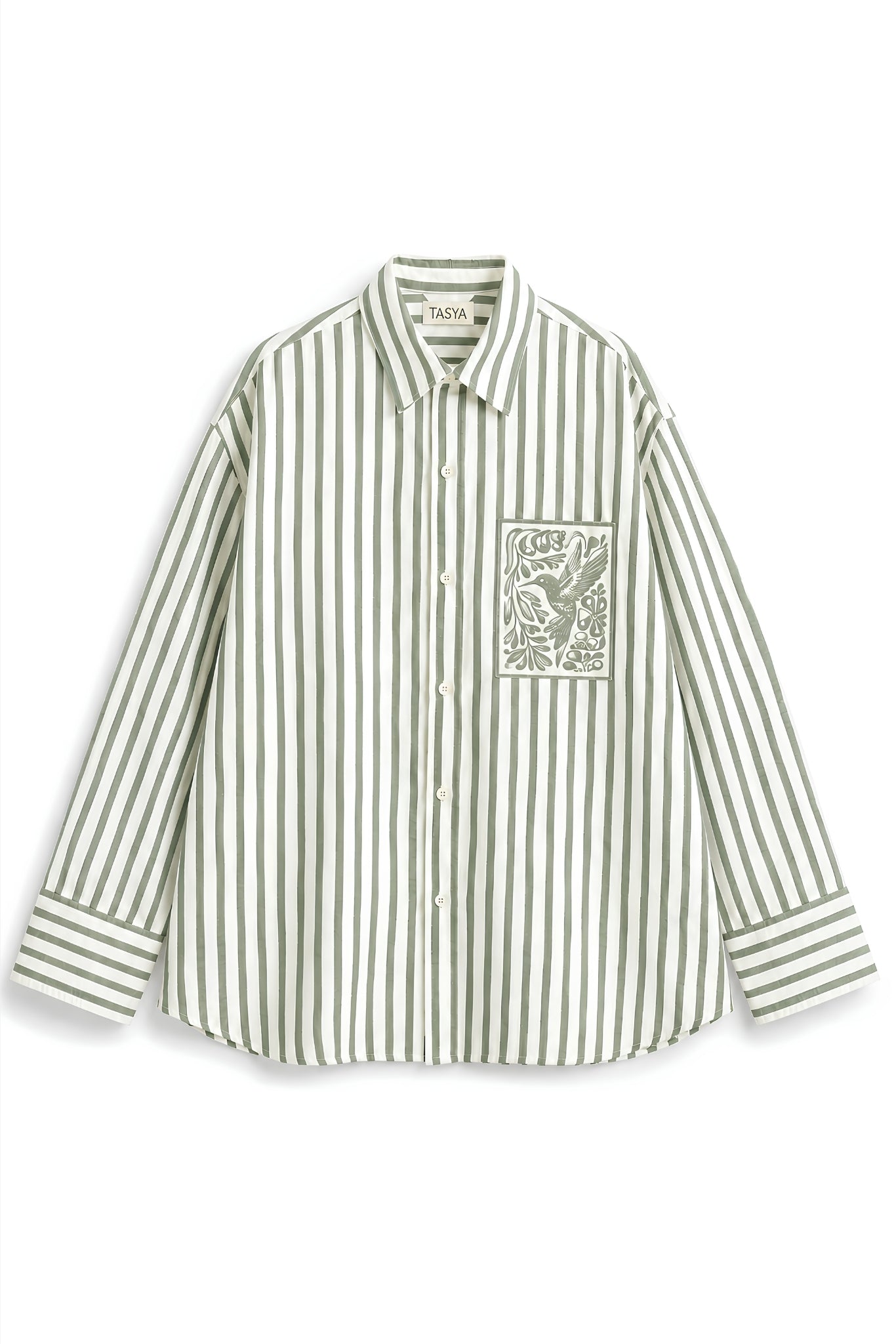 KIN OLIVE GREEN STRIPE SHIRT MEN