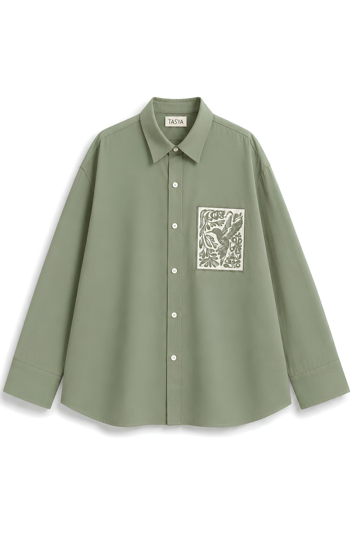 KIN OLIVE GREEN DYED SHIRT WOMEN