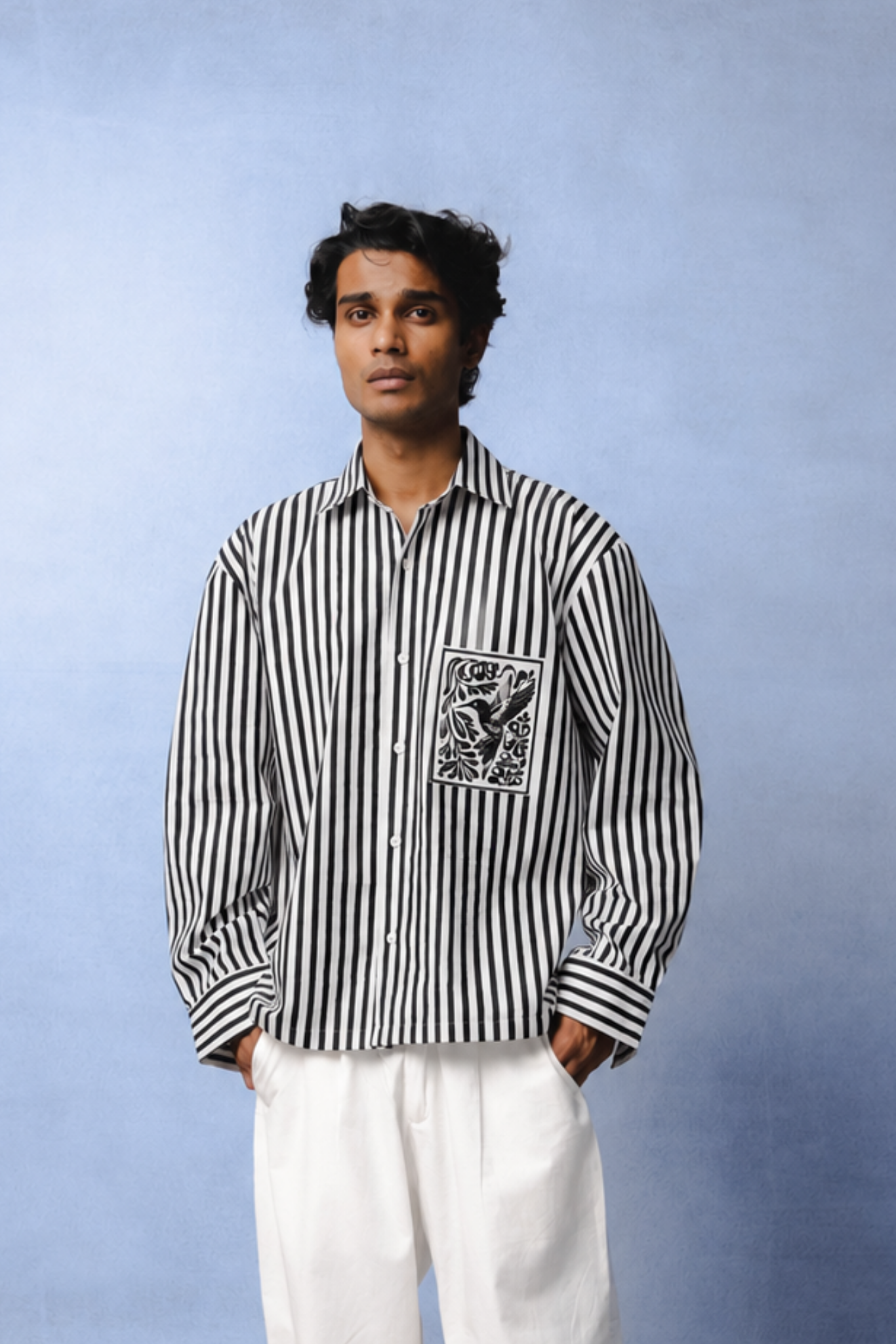 KIN BLACK STRIPE SHIRT MEN