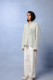 KIN OLIVE GREEN STRIPE CO-ORD WOMEN