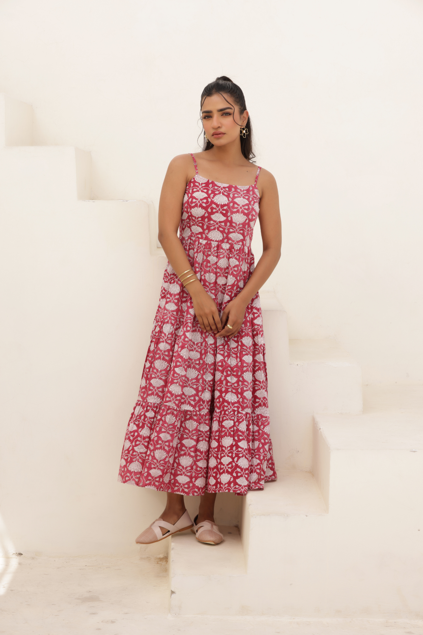 Roseate Strappy Midi Dress
