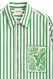 KIN GREEN STRIPE SHIRT MEN