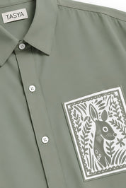OLIVIA OLIVE GREEN DYED SHIRT MEN