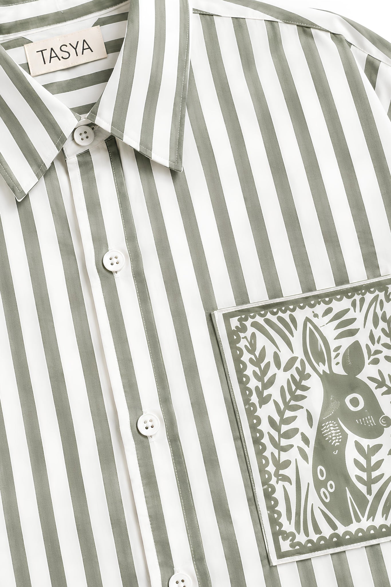 OLIVIA OLIVE GREEN STRIPE SHIRT MEN