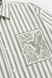KIN OLIVE GREEN STRIPE SHIRT WOMEN