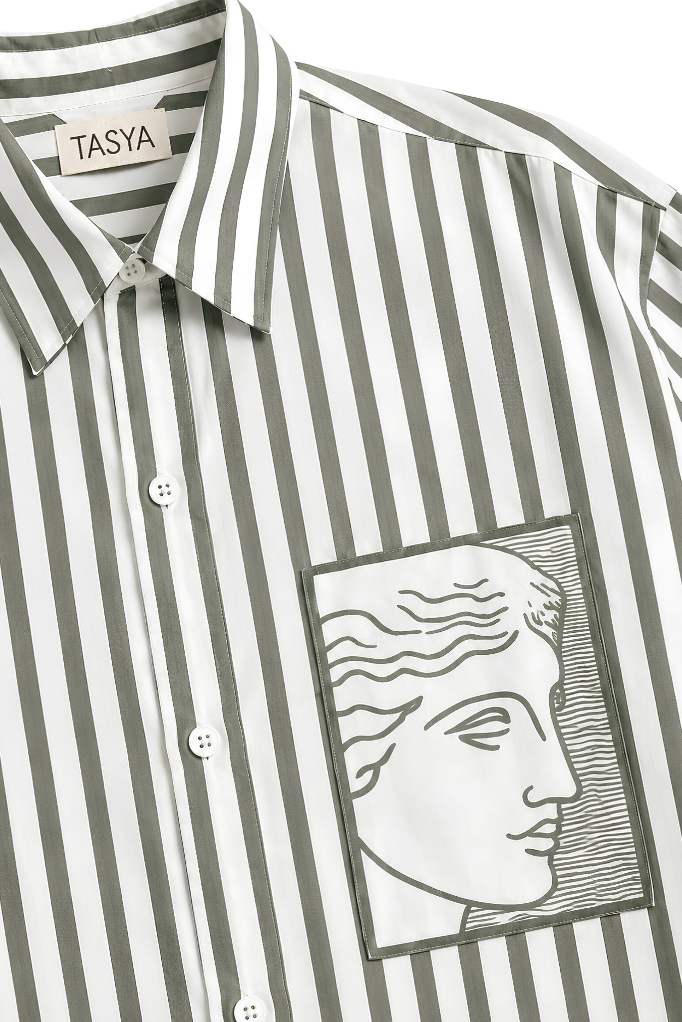 TIFFANY OLIVE GREEN STRIPE SHIRT MEN