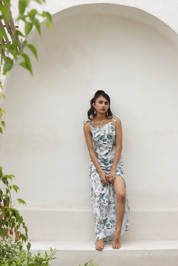 Floral Wave Midi Dress