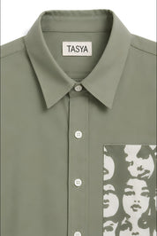 WINONA OLIVE GREEN DYED SHIRT MEN