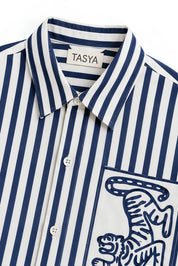 HORIZON STRIPE NAVY BLUE SHIRT WOMEN