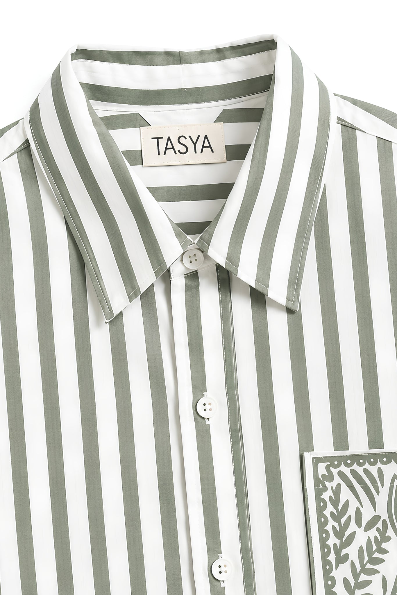 OLIVIA OLIVE GREEN STRIPE SHIRT MEN