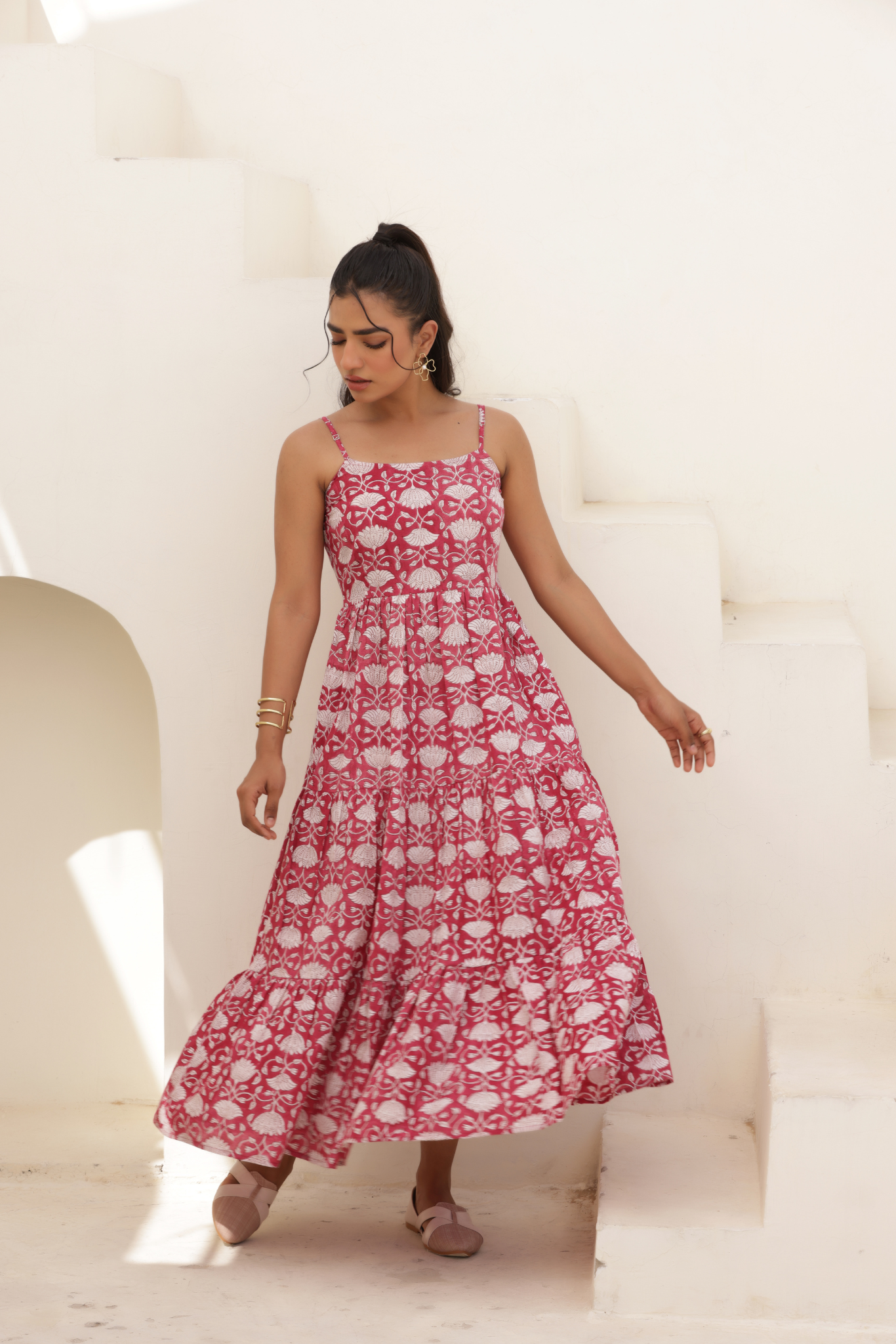 Roseate Strappy Midi Dress