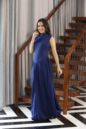 NAOAN MIDI DRESS - NAVY BLUE