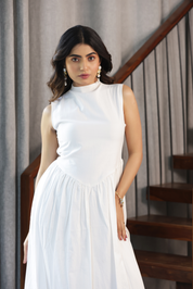 NAOAN MIDI DRESS - WHITE