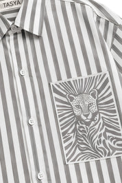 MARGO GREY STRIPE SHIRT WOMEN