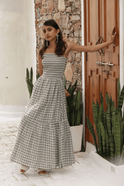 Misa Checked Maxi Dress