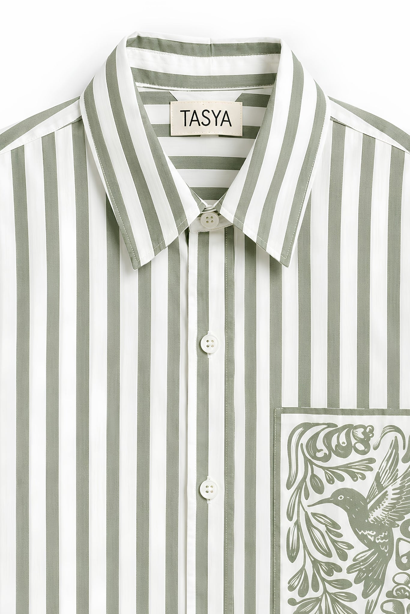 KIN OLIVE GREEN STRIPE SHIRT MEN