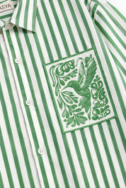 KIN GREEN STRIPE SHIRT WOMEN
