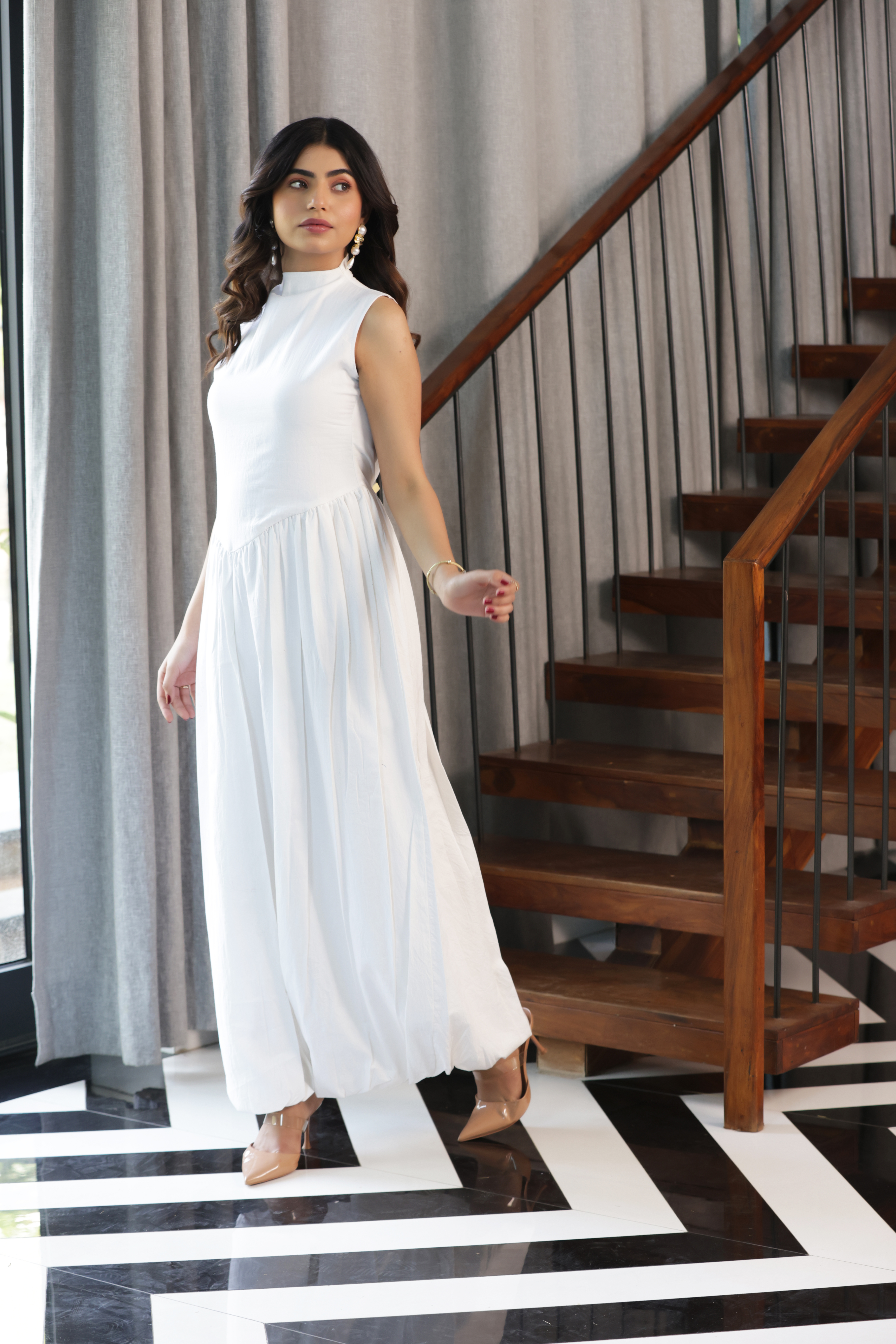 NAOAN MIDI DRESS - WHITE