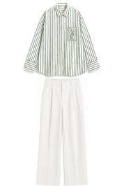 OLIVIA OLIVE GREEN STRIPE CO-ORD MEN