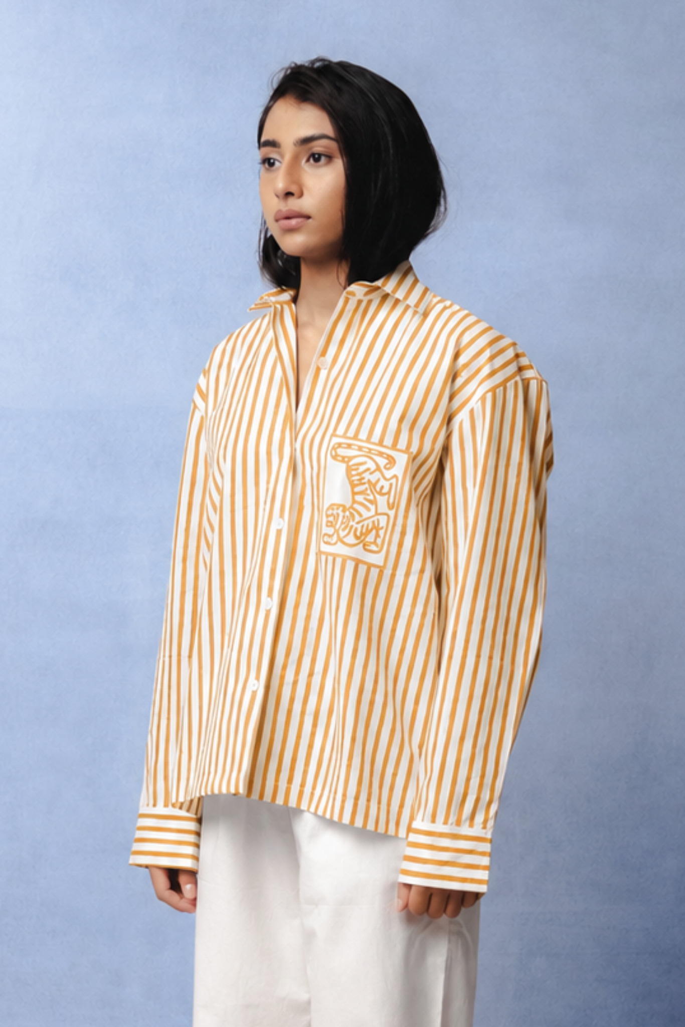 HORIZON STRIPE ORANGE SHIRT WOMEN