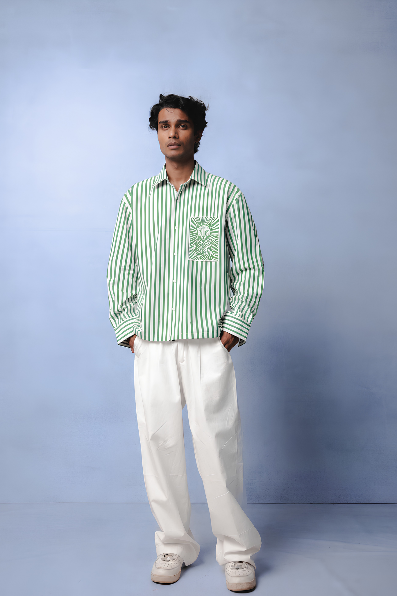 MARGO GREEN STRIPE SHIRT MEN